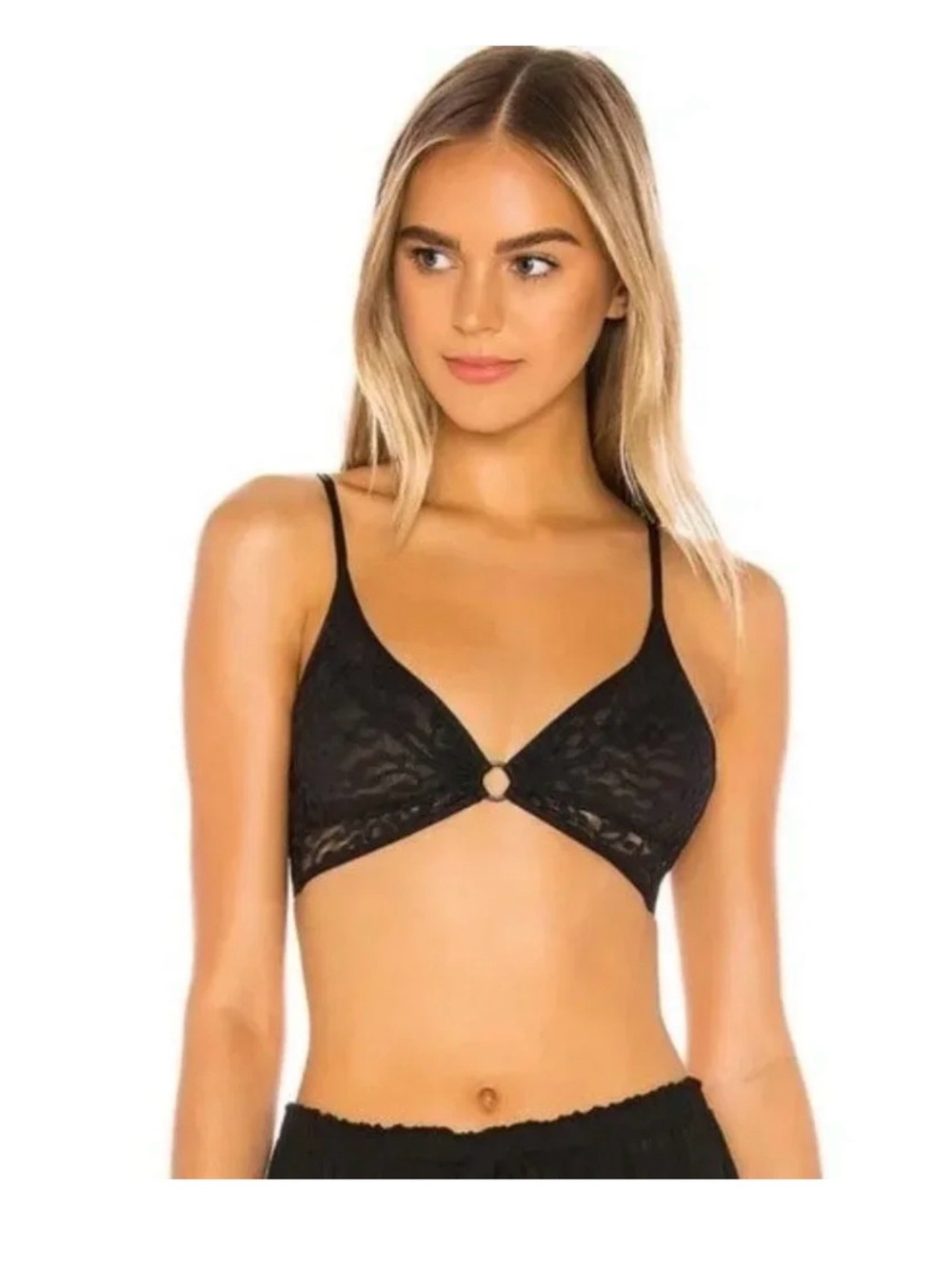 Free People Black Sheer Floral Lace Bralette